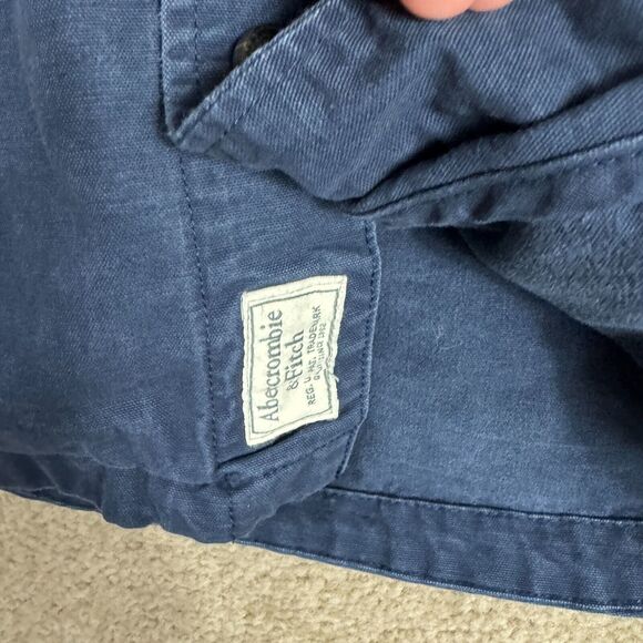 Abercrombie & Fitch Jacket Mens Size Large Navy Button Front with Hood Military - Picture 3 of 10